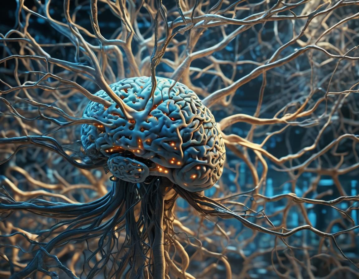 Surreal Unraveling Brain in Moody, Cinematic Style