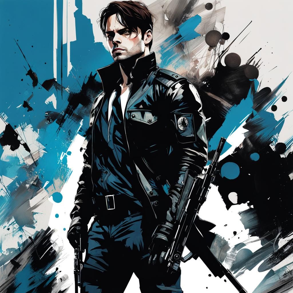 Bucky Barnes Illustration in Expressive Ink Style