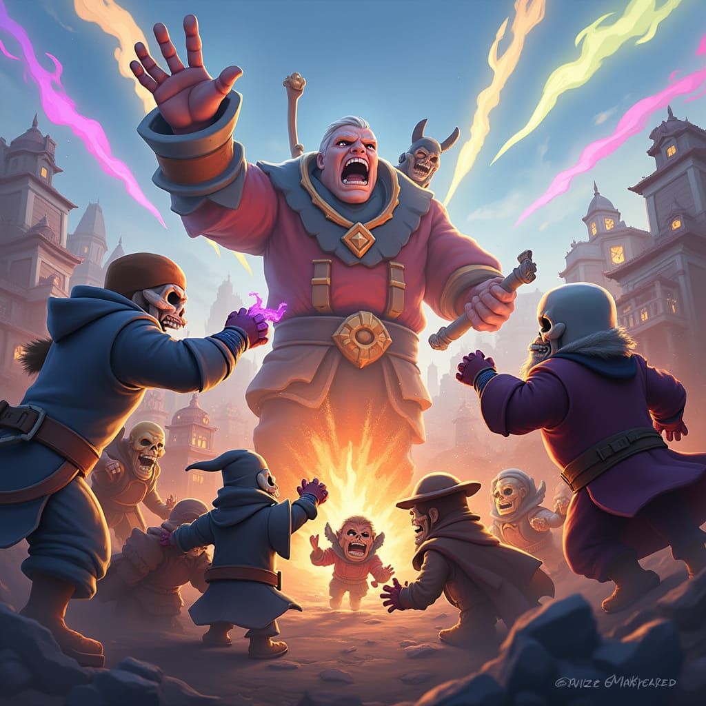 Clash Royale Battle Scene with Iconic Characters in Digital ...
