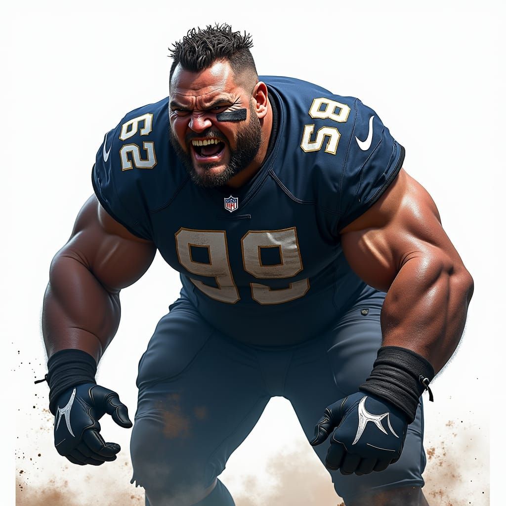 Fierce Brawler in Tattered Jersey, Digital Art