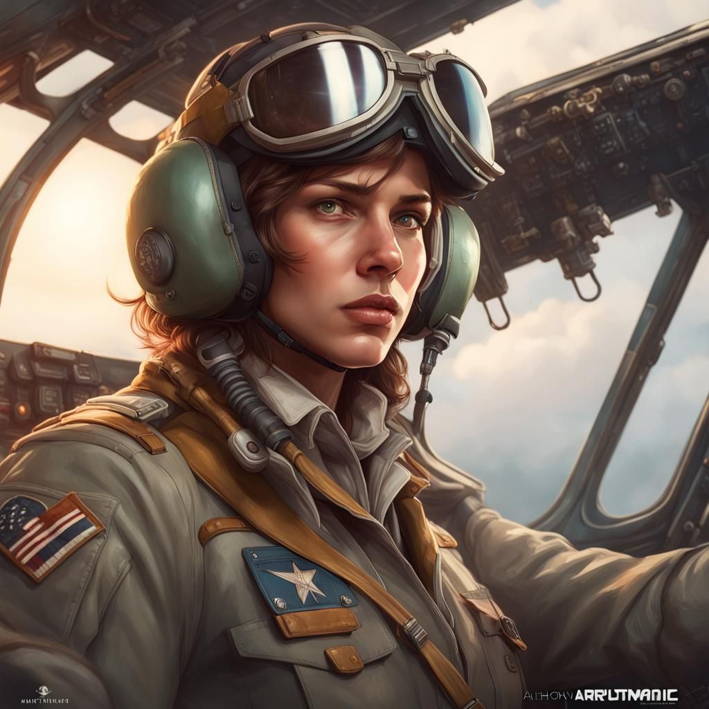 Fighter Pilot Portrait in Heroic Pose