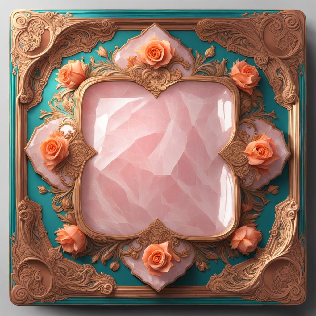 Rose Quartz Plate with Intricate Carvings