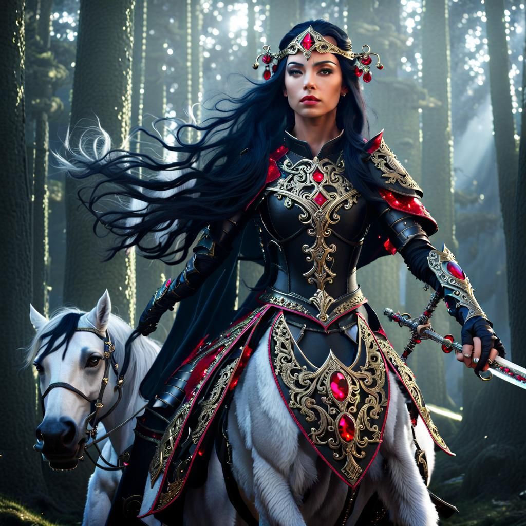 Centaurette Warrior with Sword in Dark Armor