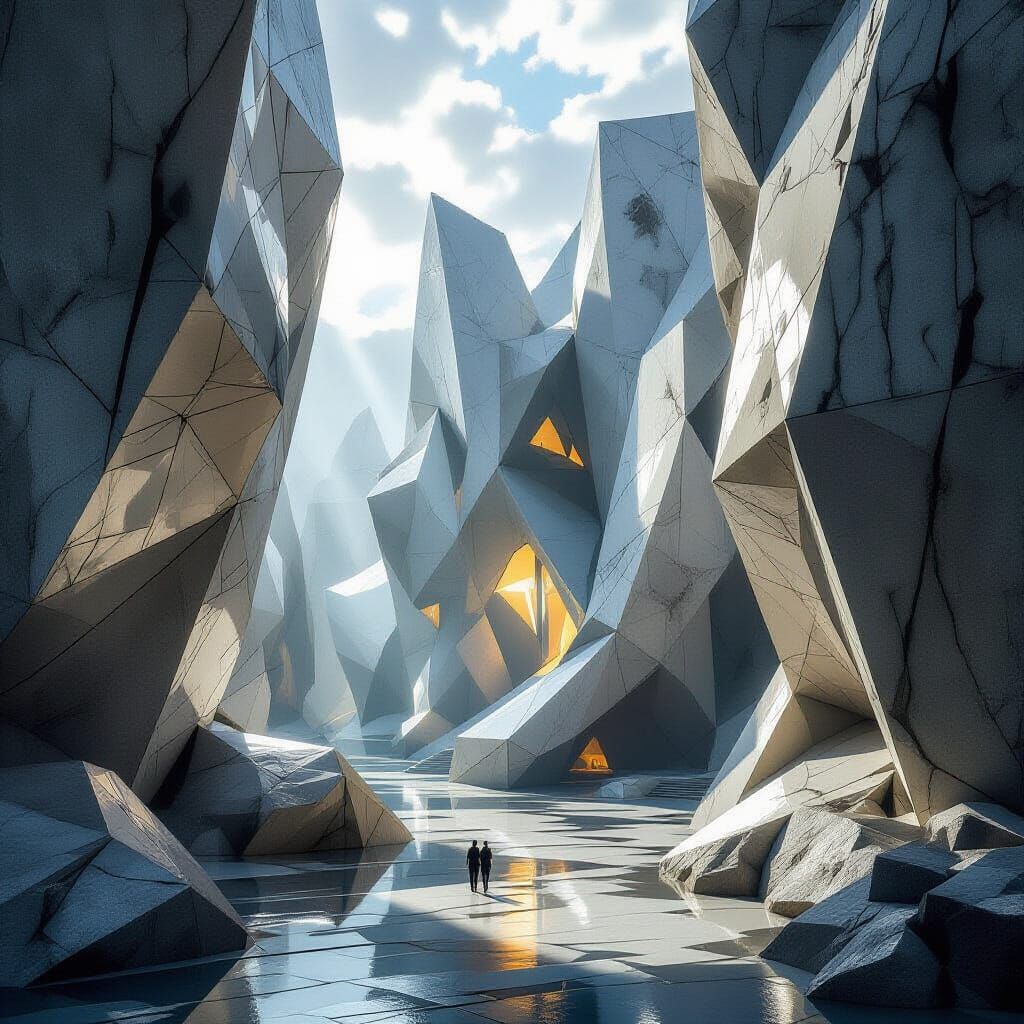 Surreal Stone Structures with Geometric Patterns