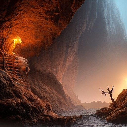 Spectacular Cave Artwork in Hyperrealistic Style