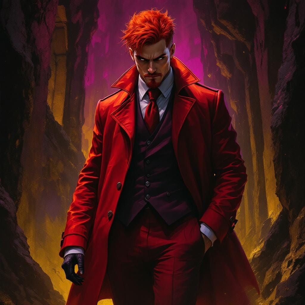 Dark Fantasy Portrait with Fiery Red Hair