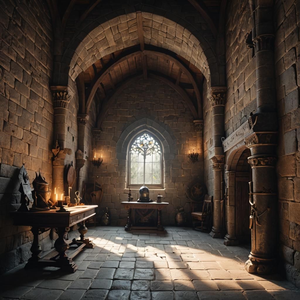 Luxury Medieval Lair with Knight's Armor