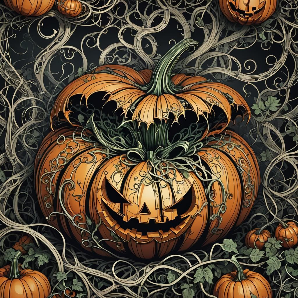 Fractal Pumpkin Monster with Zentangle Patterns