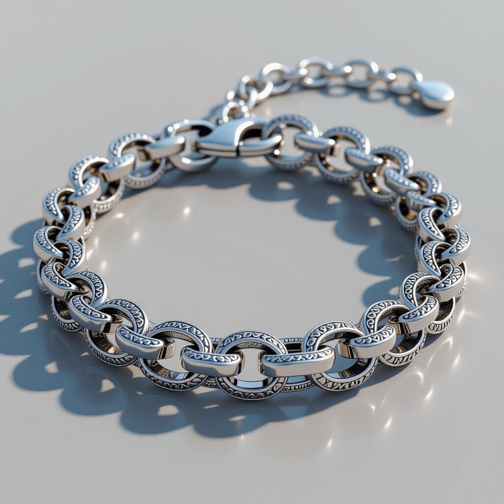 Intricate Silver Chain Bracelet in Realistic Style