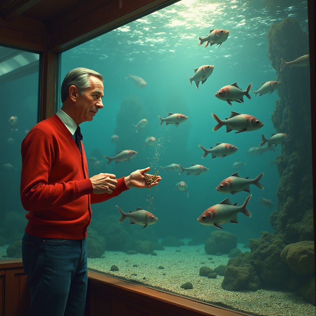 Fred Rogers Feeds Piranhas in Heartwarming Studio Scene