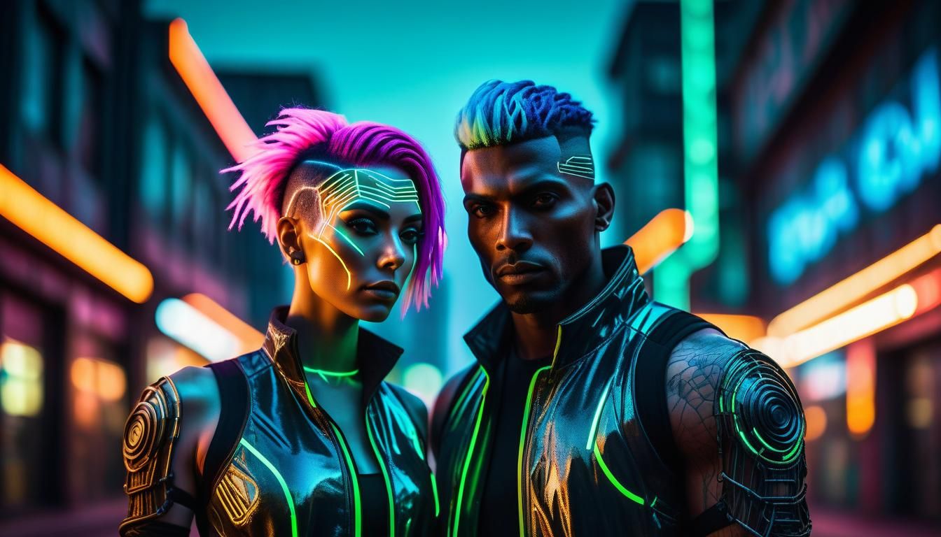 Futuristic Cyberpunk Couple in BioShock Style