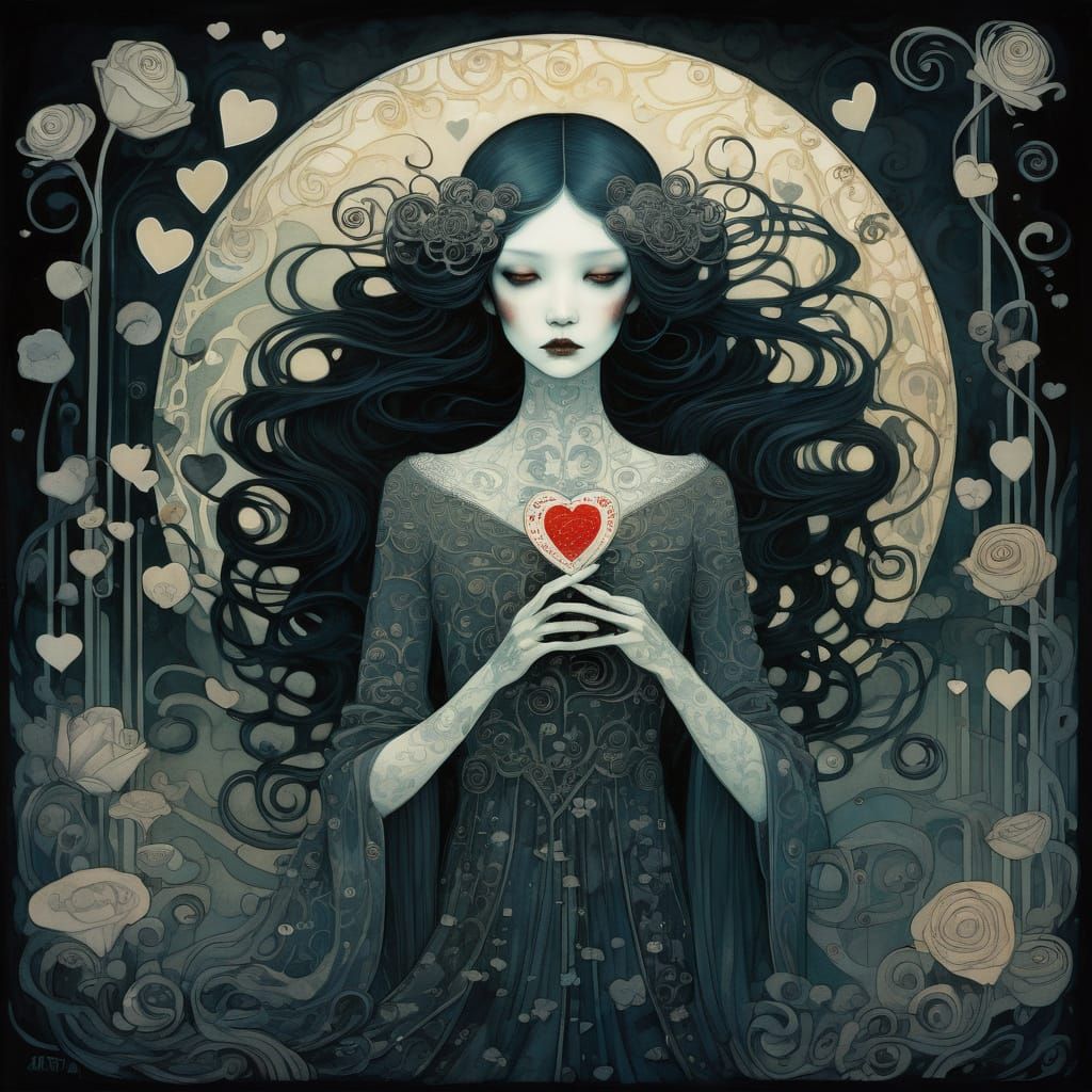 Spectral Valentine Figure Emerging From Darkness