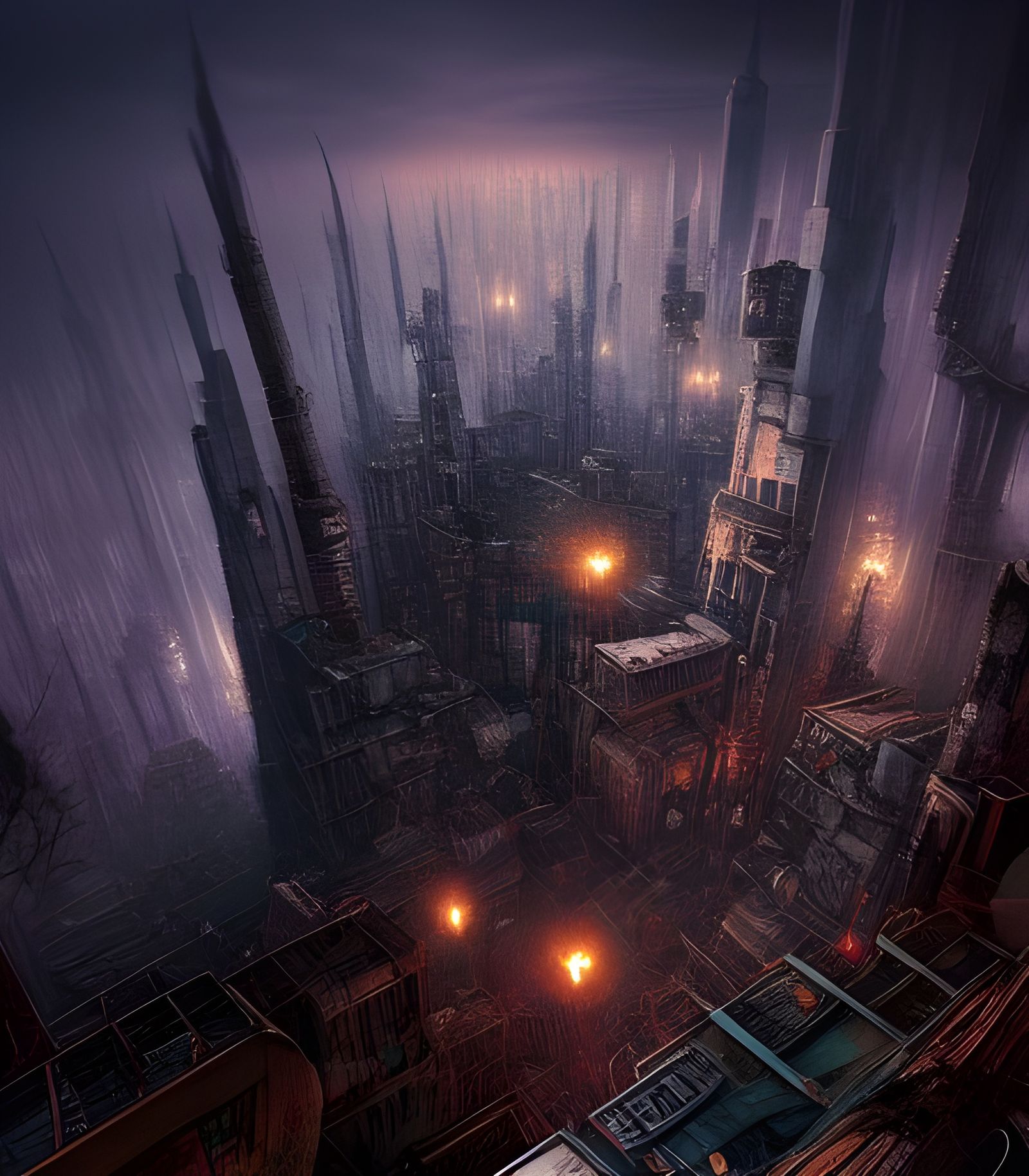 Epic Dystopian Cityscape in Biopunk Style