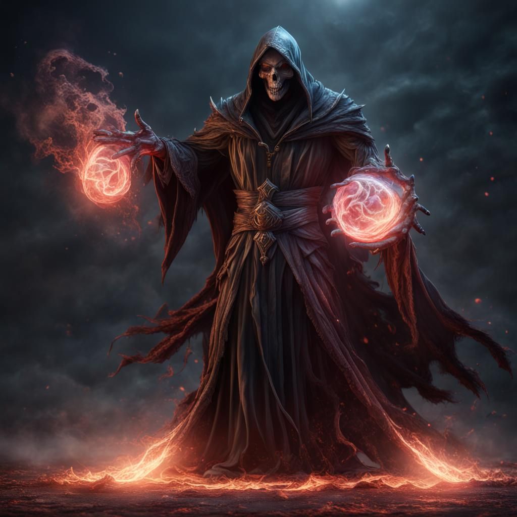 Hyperrealistic Evil Reaper as Wizard Concept Art