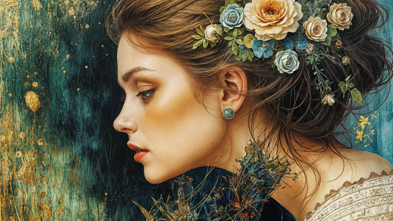 Surrealist Woman at Table in Max Ernst Style