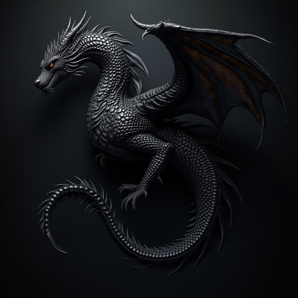 Majestic Black Dragon: Ancalagon in Dark Fantasy Art