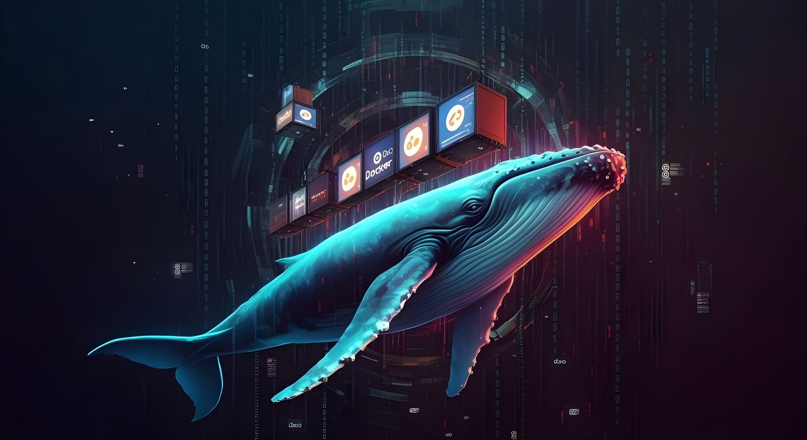 Cyber Whale Transports Containers in Futuristic Ocean