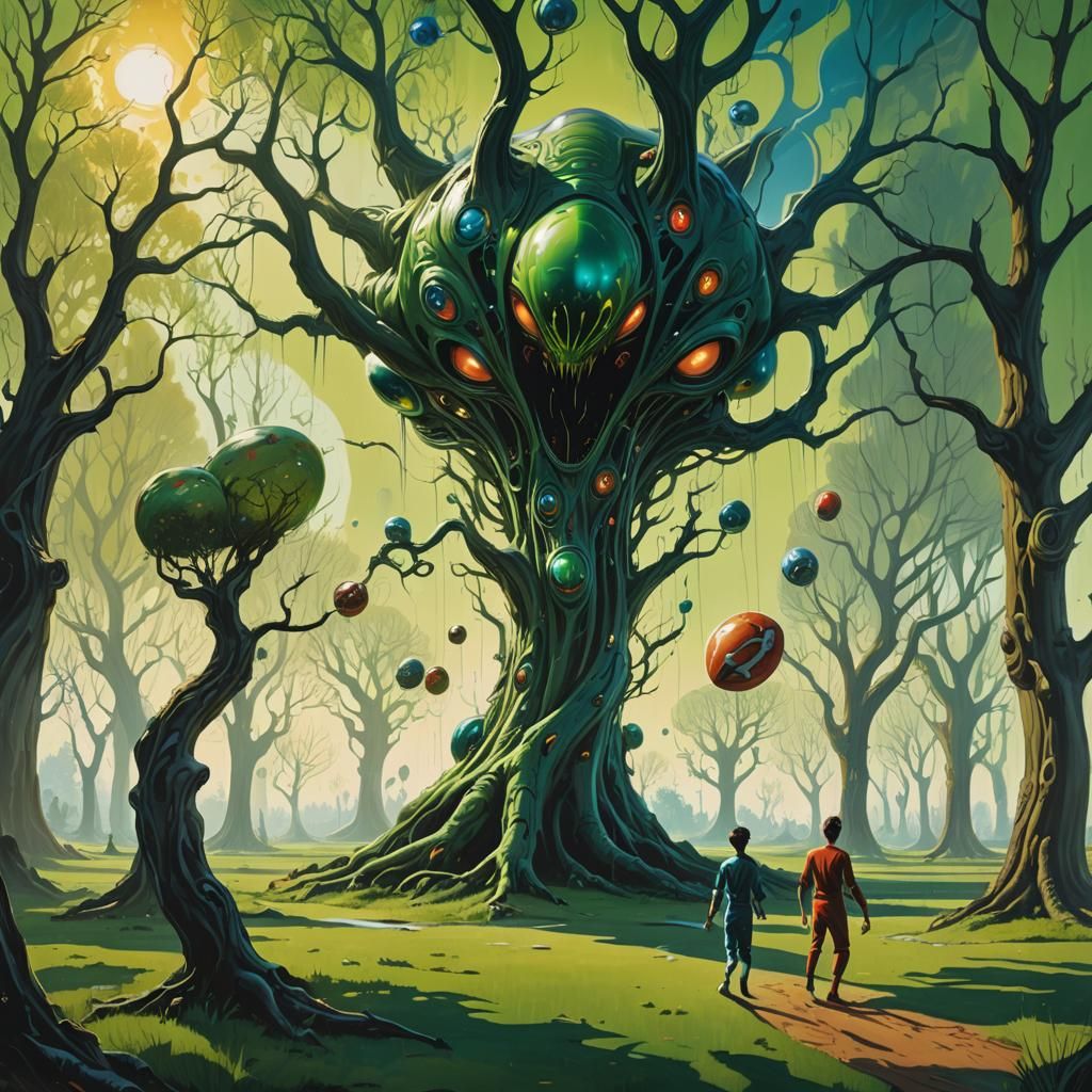 Alien Football Game in Surrealist Style