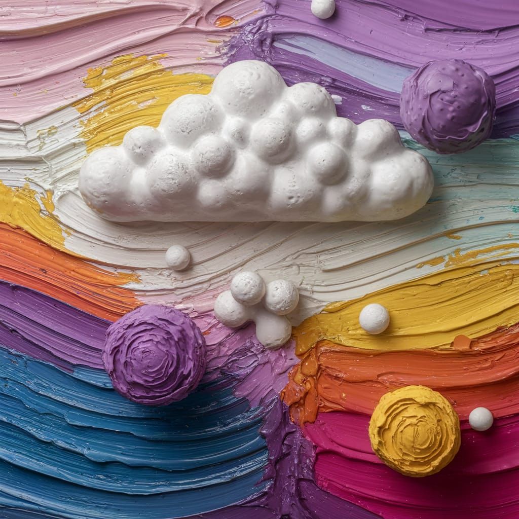 Embossed Plaster Relief: Cloudy Day in Haunted Style