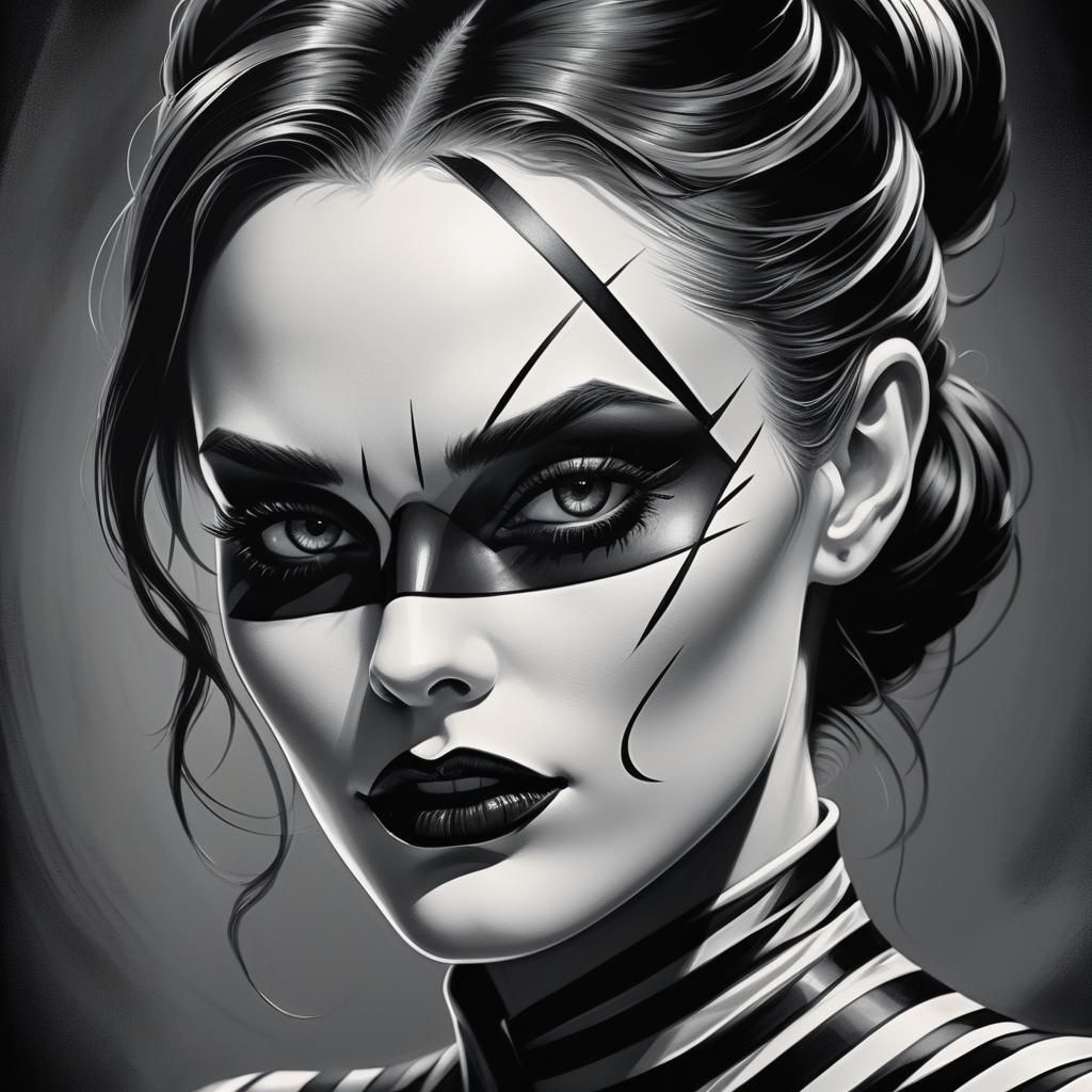 Hypnotic Gothic Girl: Noir Comic Art Portrait
