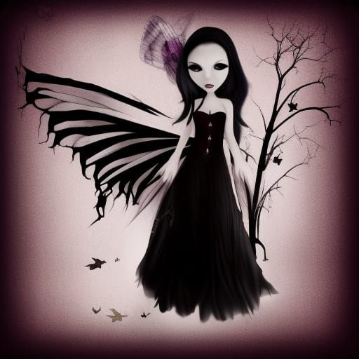 Dark Gothic Fairy with Elaborate Dress