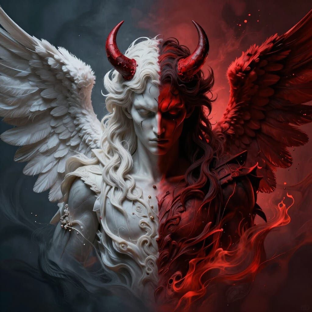 Angel and Devil Portrait: Good vs Evil Dichotomy