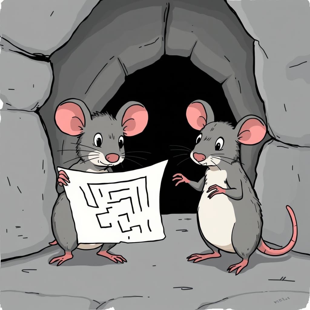 Cartoon Rats Plan Maze Escape