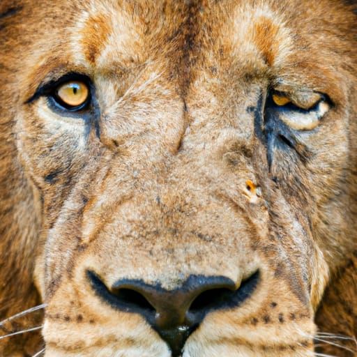 Sorrowful Lion Portrait with Studio Lighting