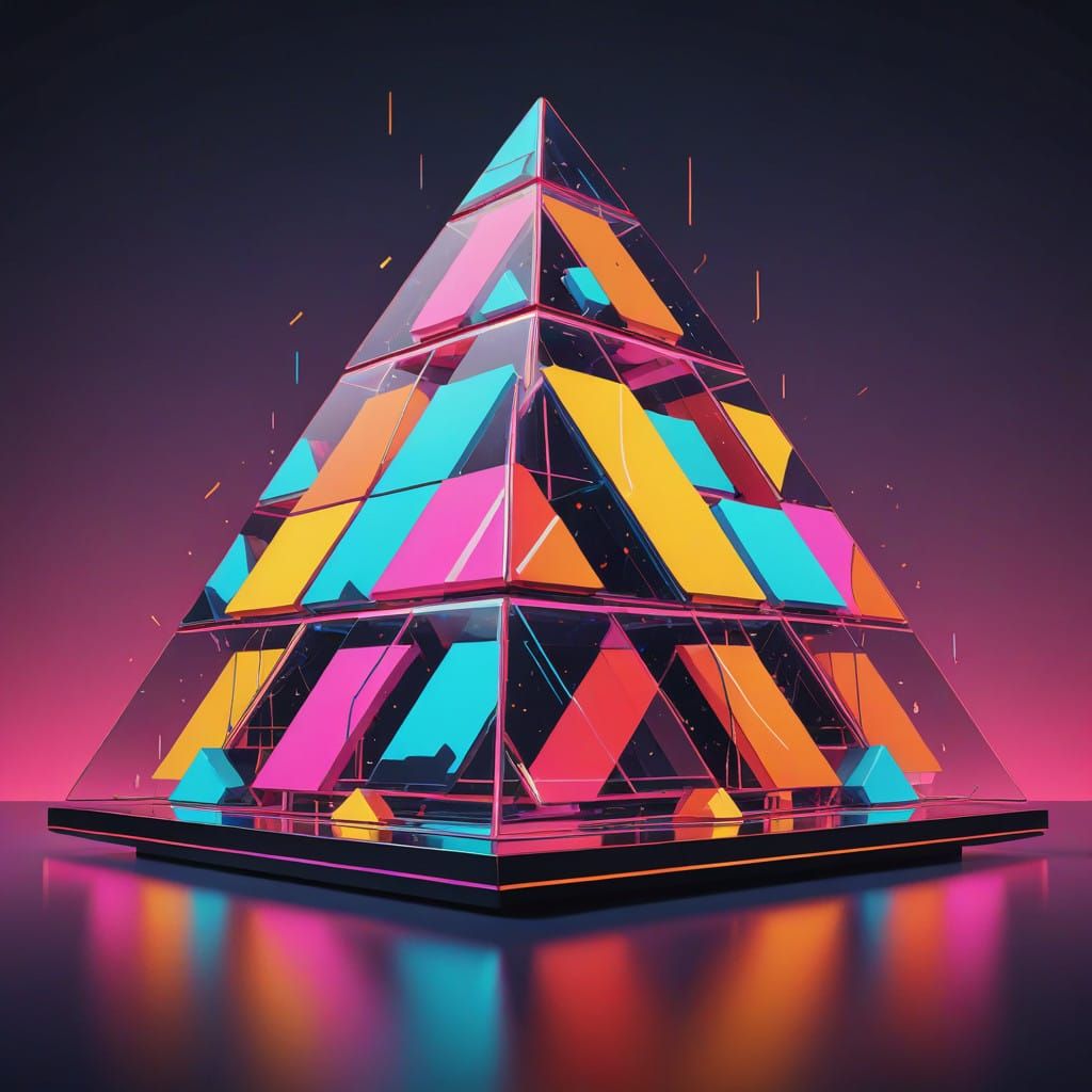 Futuristic Neon Pyramid in Bold Graphic Style