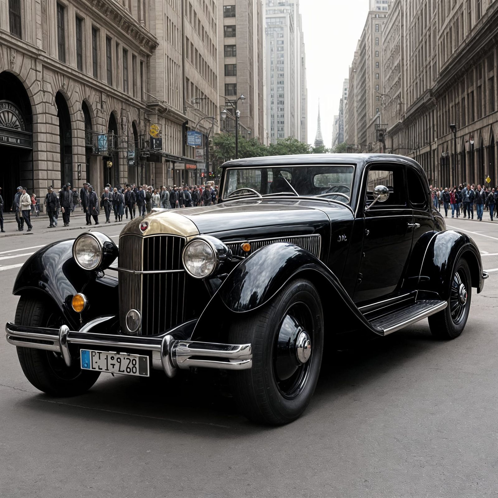 Art Deco Style Black Superfast Car