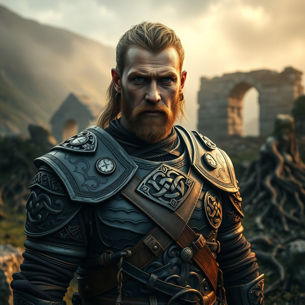 Gallowglass Warrior in Ornate Celtic Armor