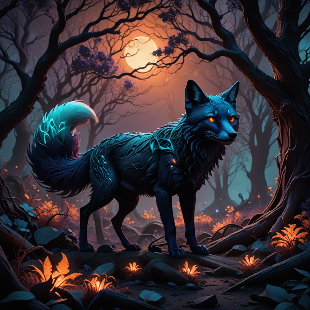 Sleek Fox Darts Through Enchanted Forest in Vibrant Digital ...