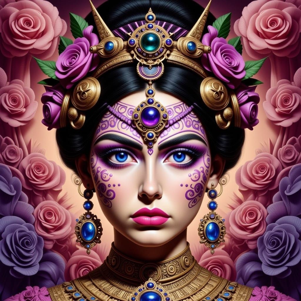 Cyberpunk Monkey Queen in Dark Metropolis