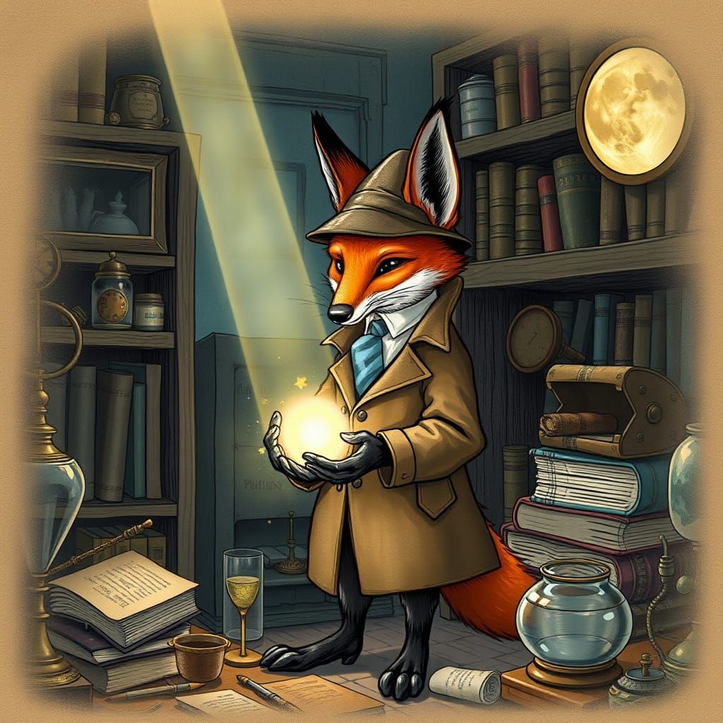 Victorian Fox Detective Investigates Magical Artifact