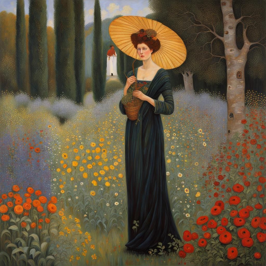 Nature Scene in Art Nouveau Illustration Style