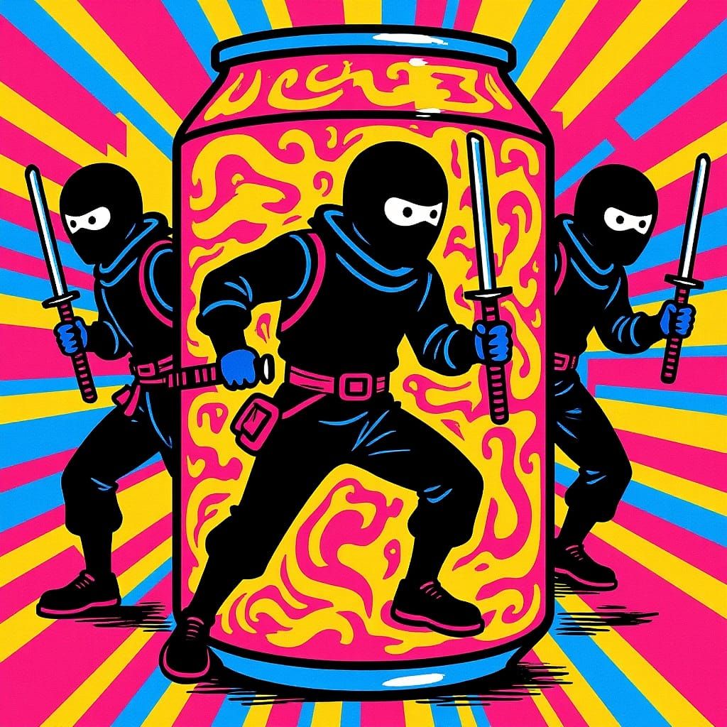 Soda Ninja in Murakami and Stalenhag Style