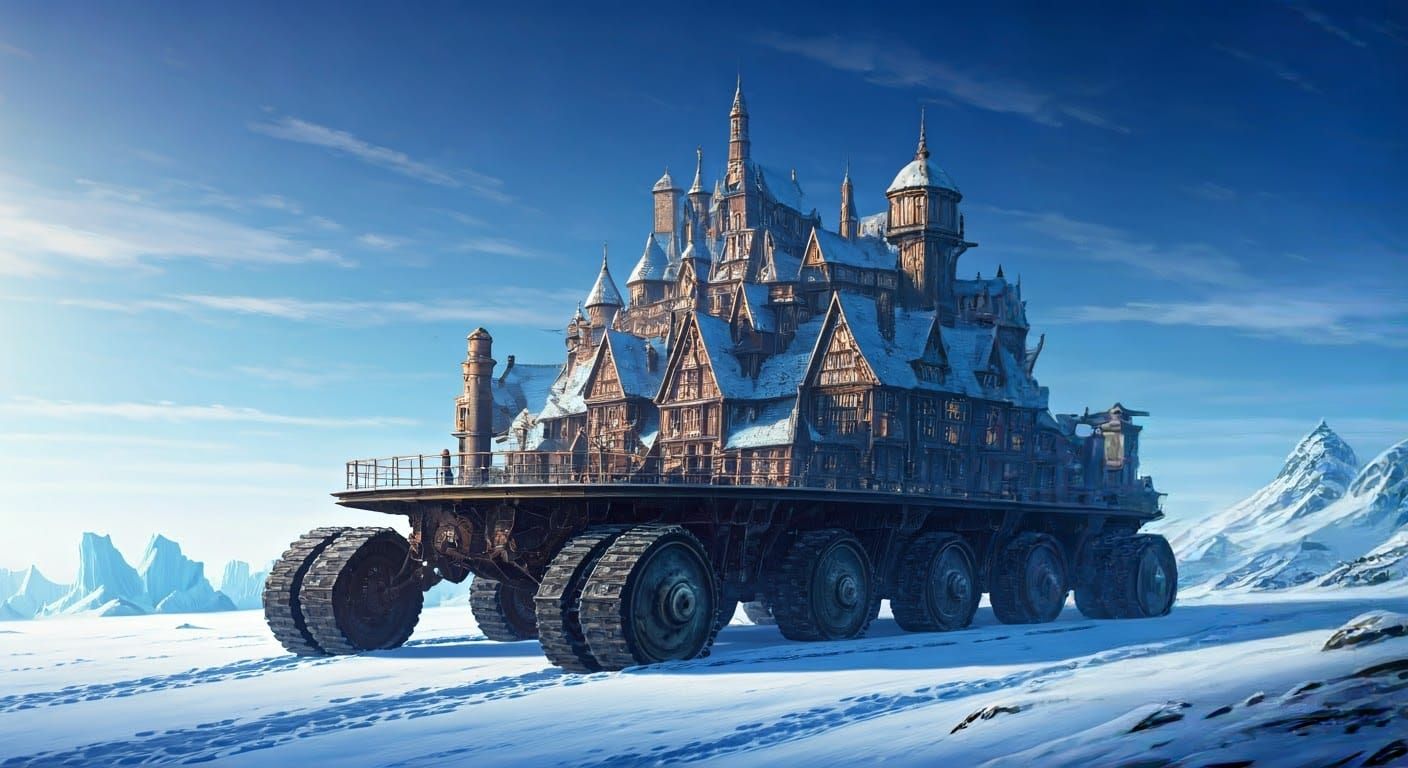 The illustration for the book "Mortal Engines"