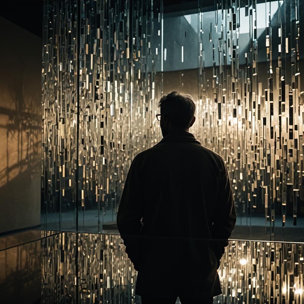 Metaphorical Image of Self-Reflection with Glass Texture