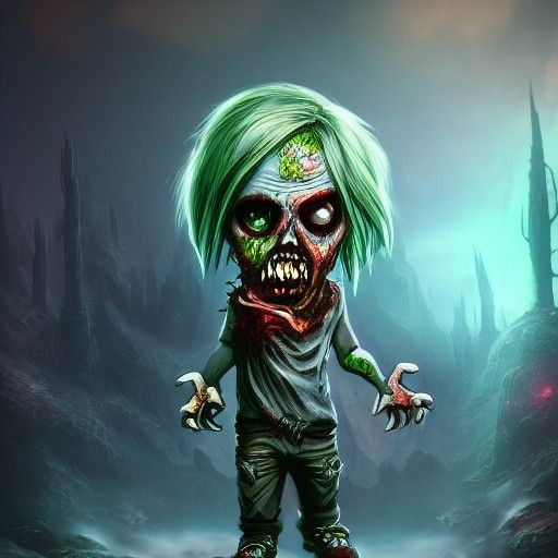Zombie Boy Chibi: Detailed Matte Painting