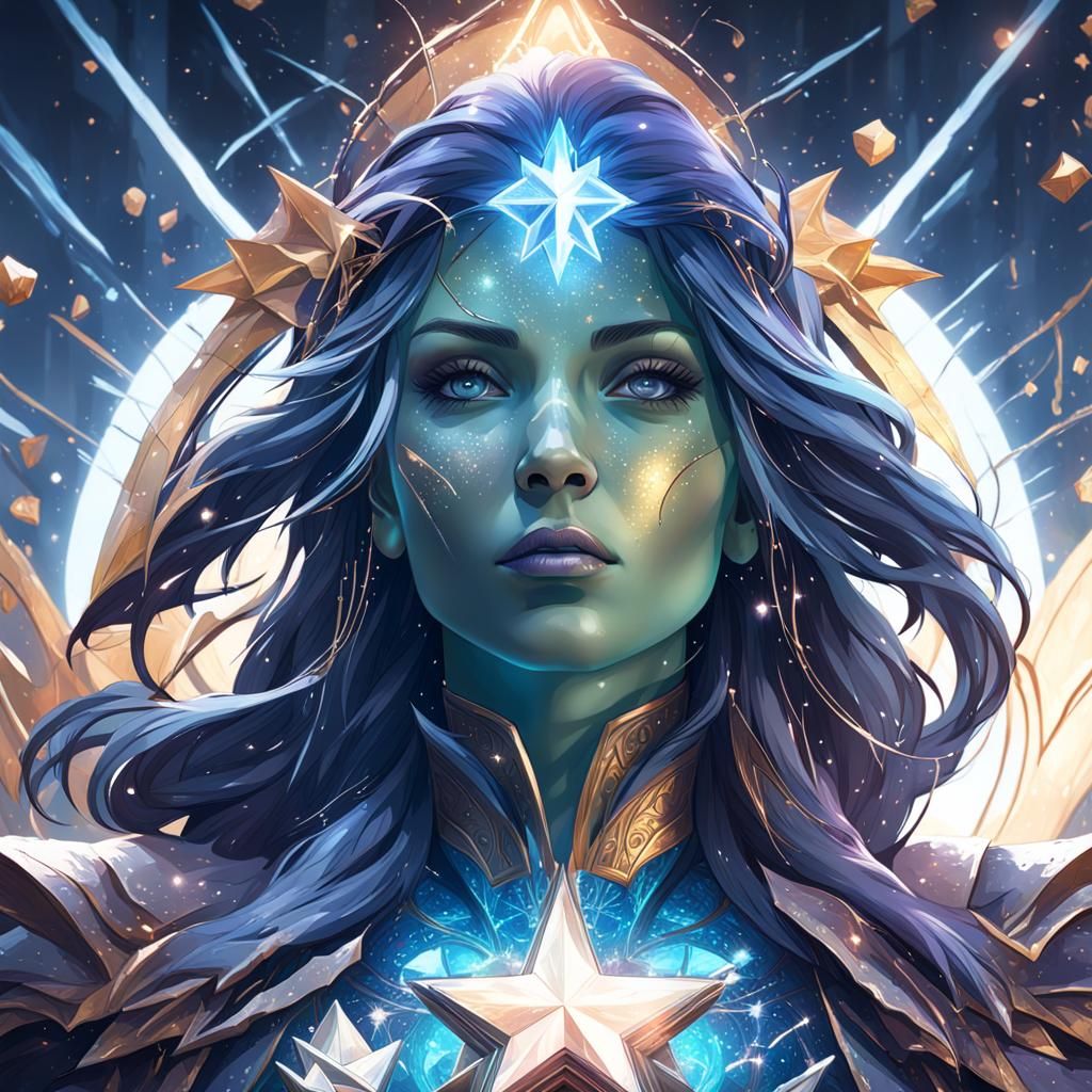 Cosmic Star Portrait in Hyperdetailed Style