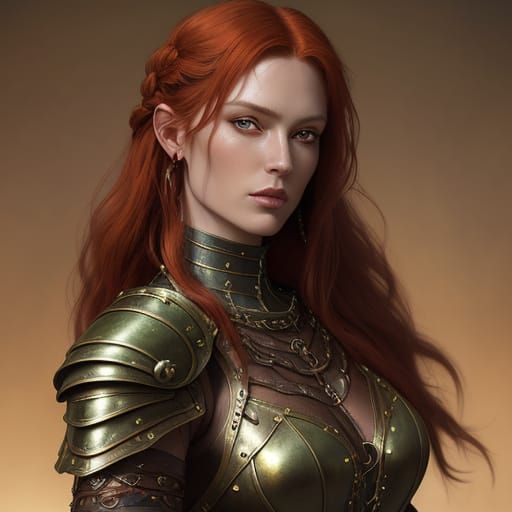 Ethereal Redheaded Warrior in Leather Armor