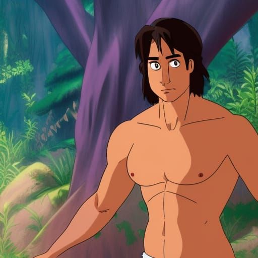 Tarzan (or maybe Brendan Fraser in "George of the Jungle"?), anime style