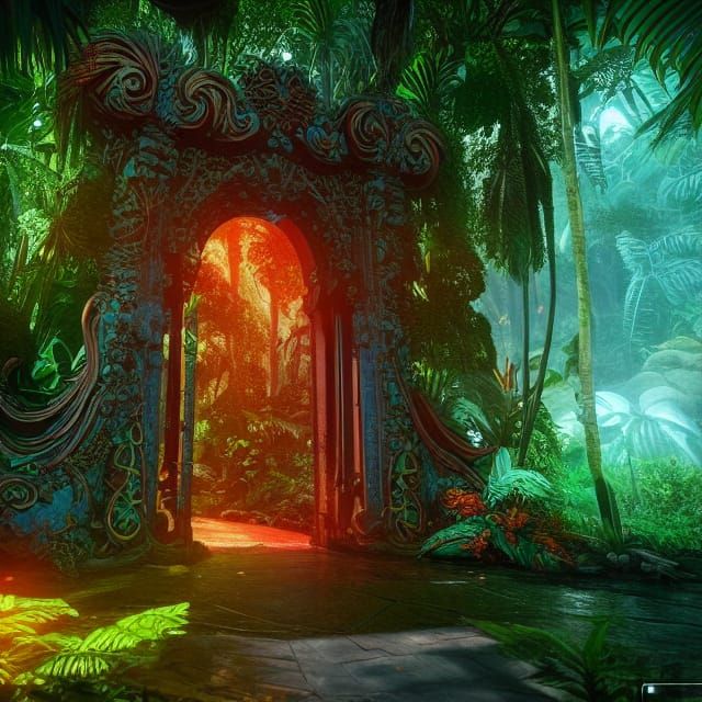 Tropical Jungle Portal: Fantastical Digital Art