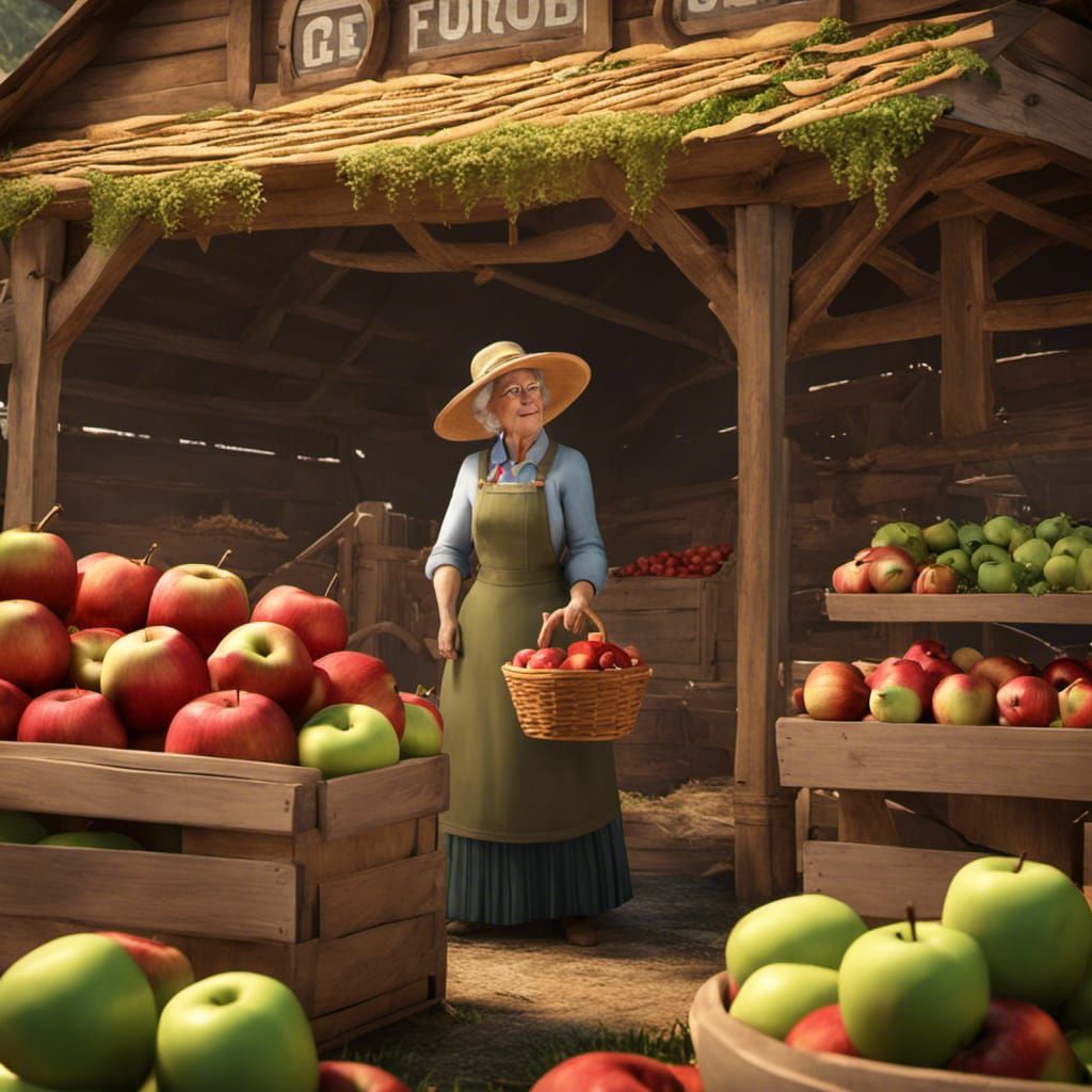 Charming Apple Pie Farm Scene in 3D