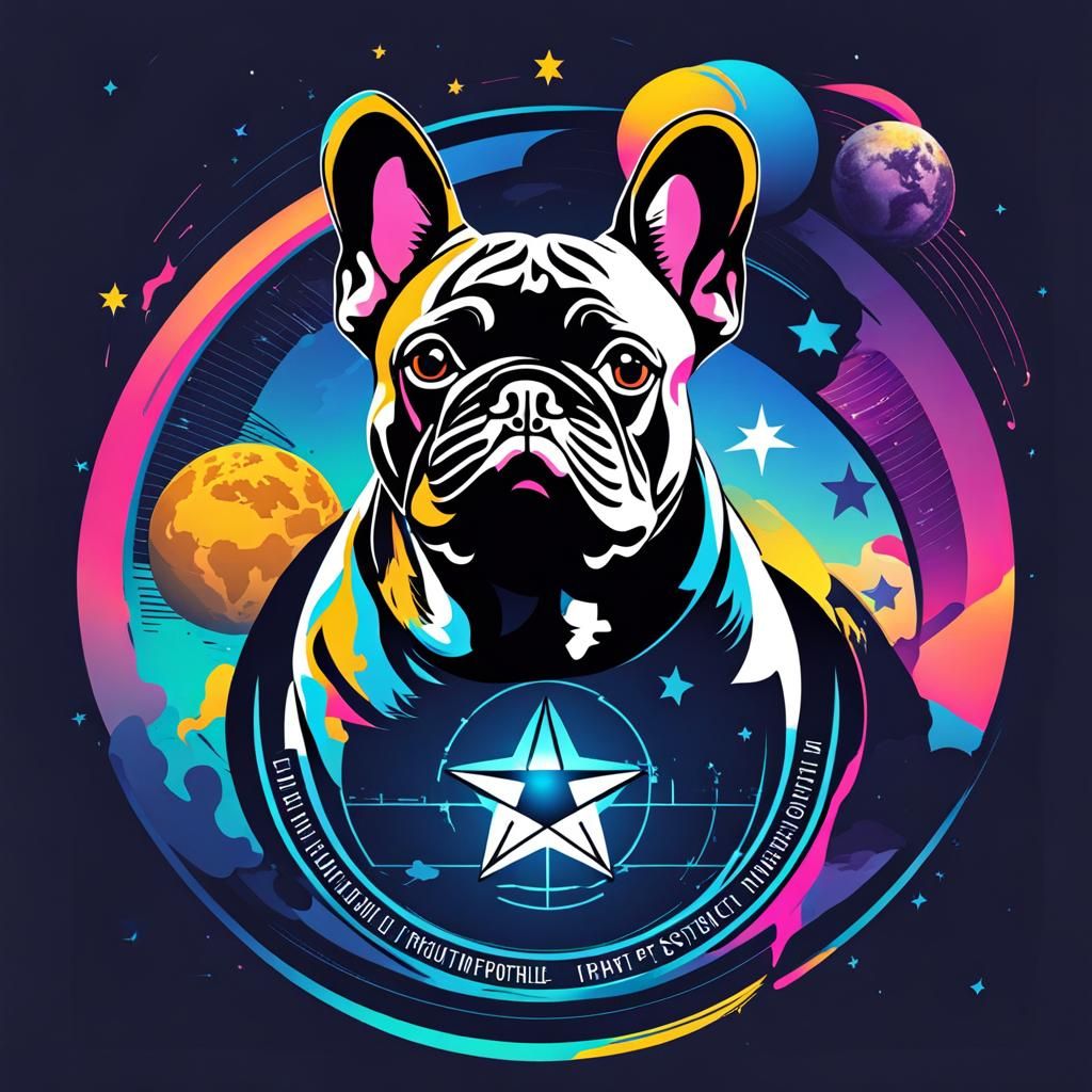 French Bulldog in Crypto Planet with Shadows - AI Art