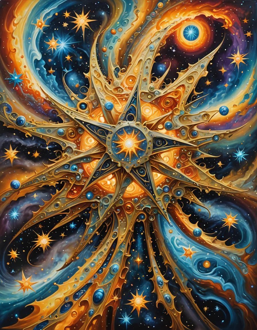 Surreal Star Cluster Formation in Impasto Style