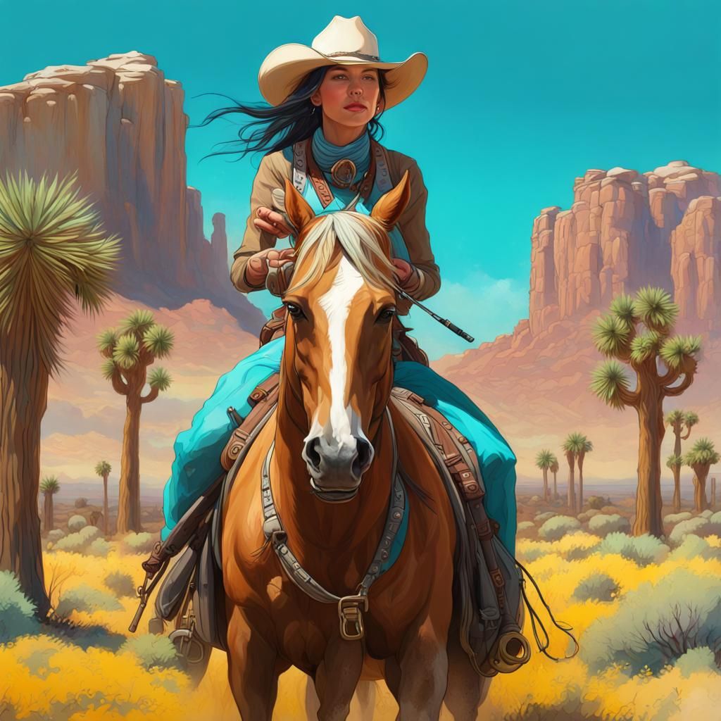 Cowgirl Rides Appaloosa: Hyperdetailed Artgerm Portrait