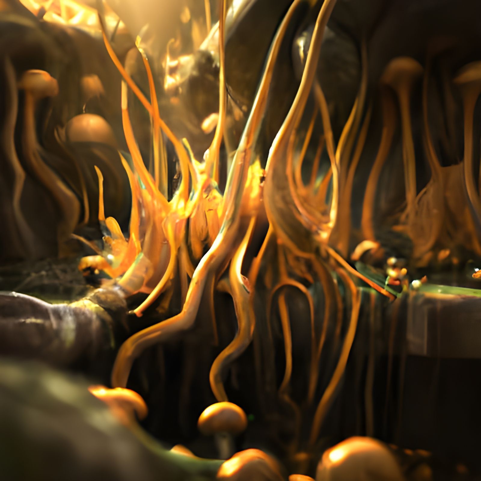 Mystical Mycelium Roots in Detailed Matte Painting