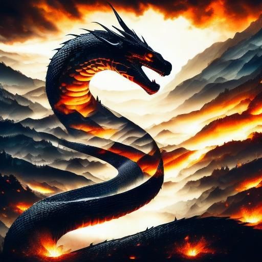 Dramatic Dragon Silhouette in Digital Art