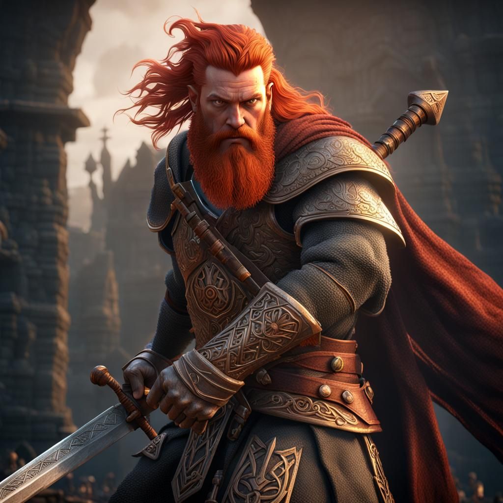 Celtic King with Sword: 3D Game Cinematic Art